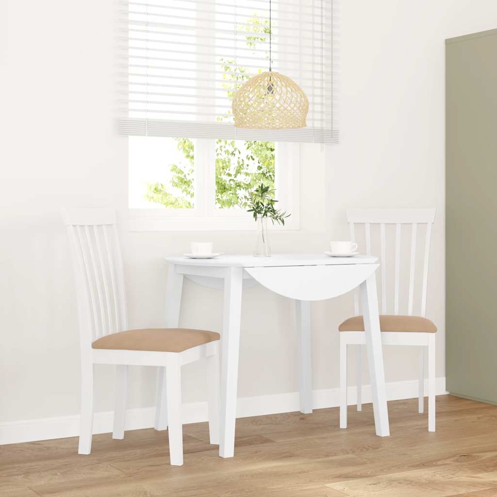 Sedie da Pranzo con Cuscini 2 pz Bianco Legno Massello di Hevea