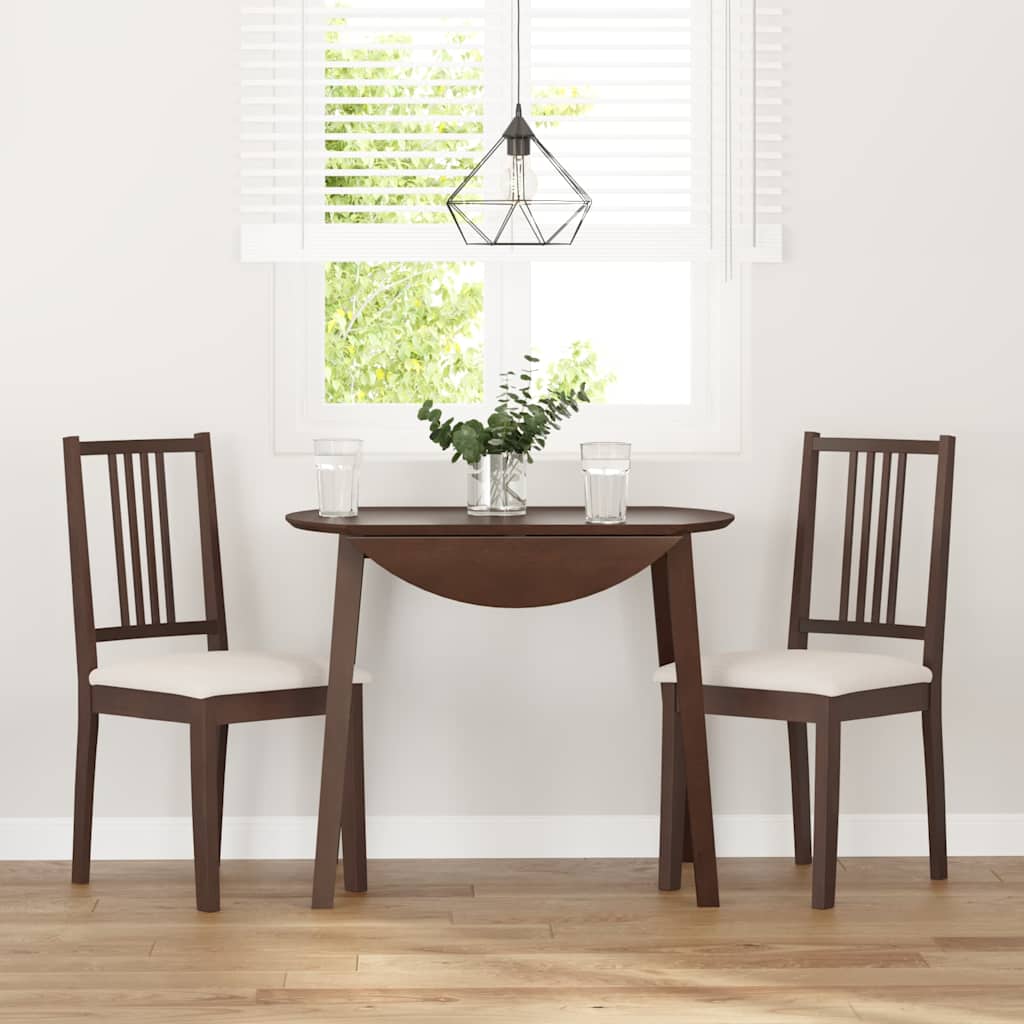 Sedie da Pranzo con Cuscini 2pz Marrone Legno Massello di Hevea
