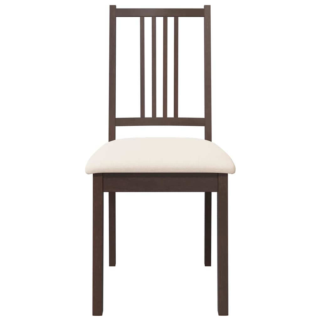 Sedie da Pranzo con Cuscini 2pz Marrone Legno Massello di Hevea