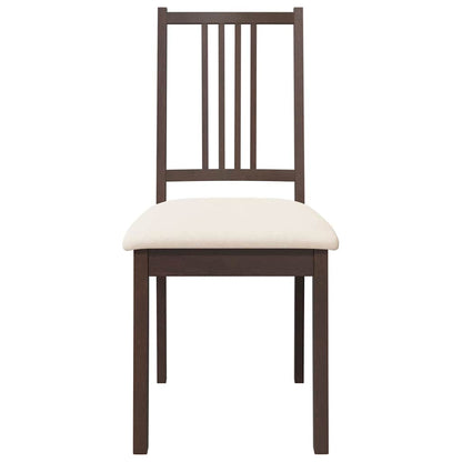 Sedie da Pranzo con Cuscini 2pz Marrone Legno Massello di Hevea