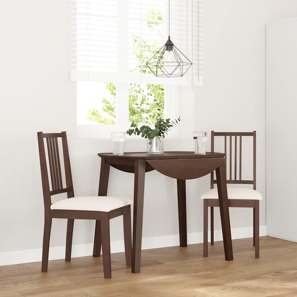 Sedie da Pranzo con Cuscini 2pz Marrone Legno Massello di Hevea