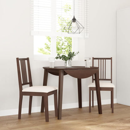 Sedie da Pranzo con Cuscini 2pz Marrone Legno Massello di Hevea