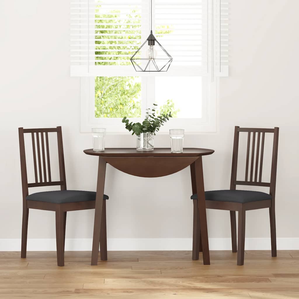 Sedie da Pranzo con Cuscini 2pz Marrone Legno Massello di Hevea