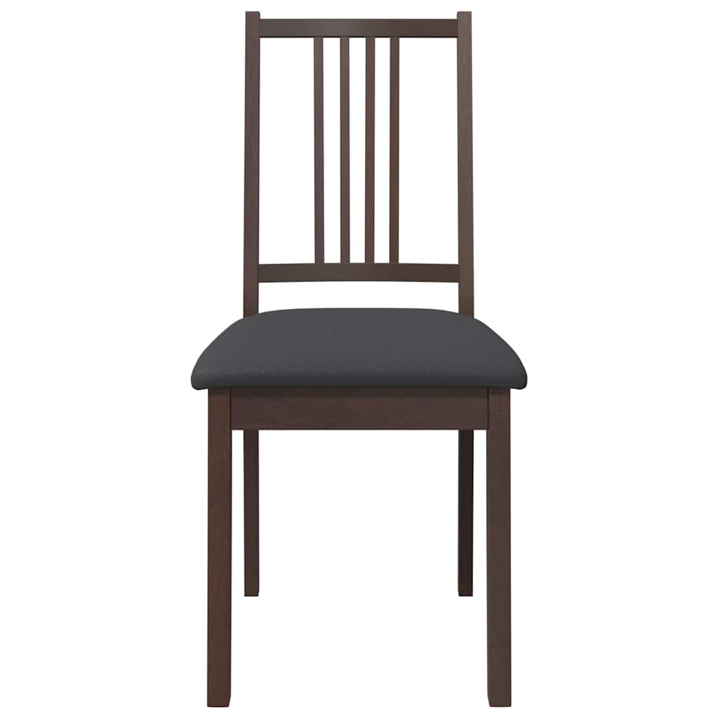 Sedie da Pranzo con Cuscini 2pz Marrone Legno Massello di Hevea
