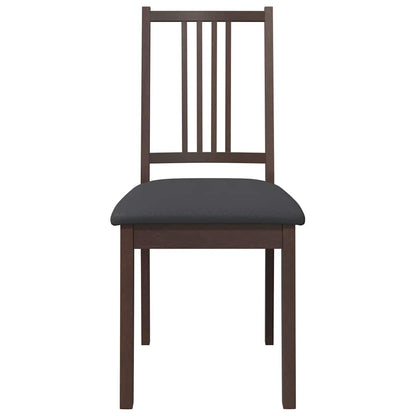 Sedie da Pranzo con Cuscini 2pz Marrone Legno Massello di Hevea