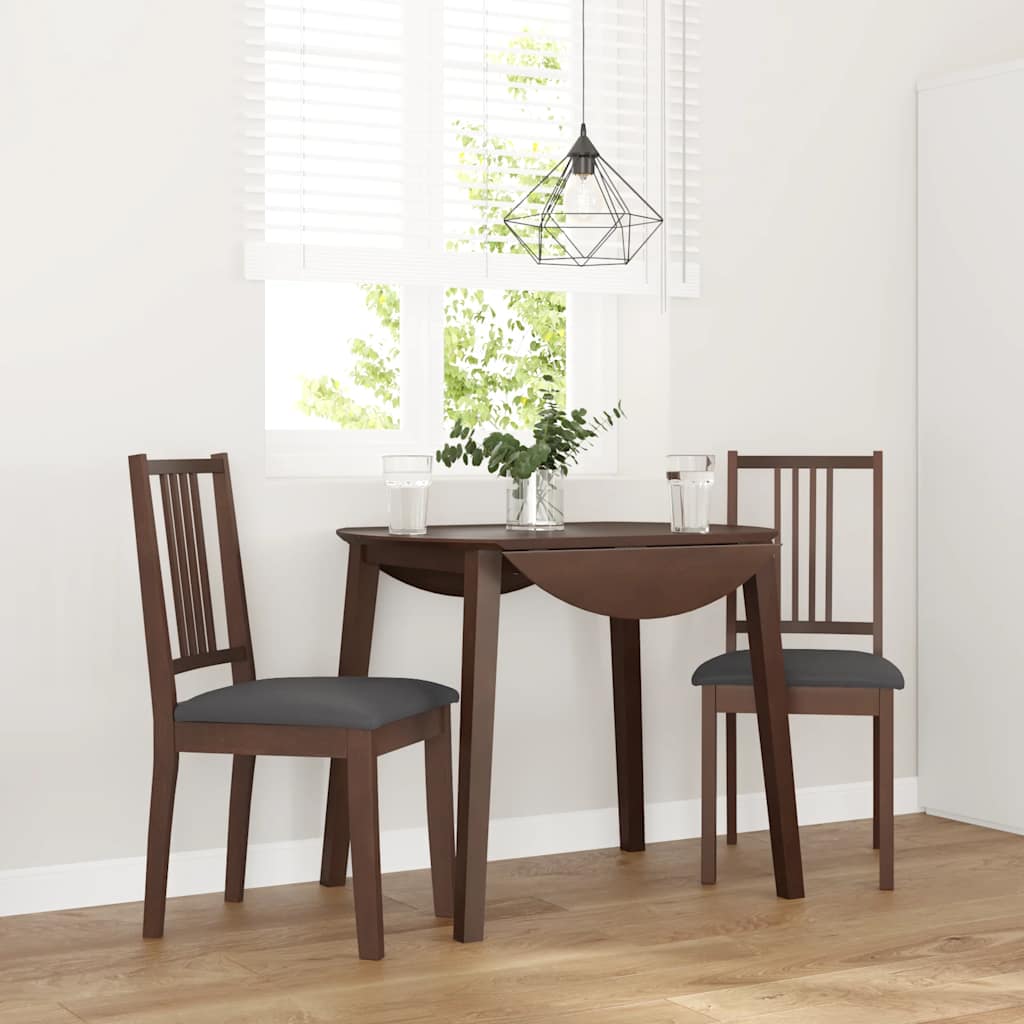 Sedie da Pranzo con Cuscini 2pz Marrone Legno Massello di Hevea