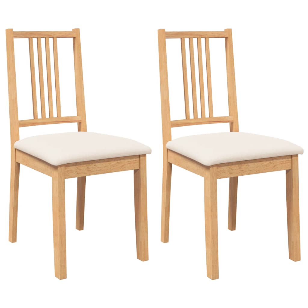 Sedie da Pranzo con Cuscini 2 pz Naturale Legno Massello Hevea