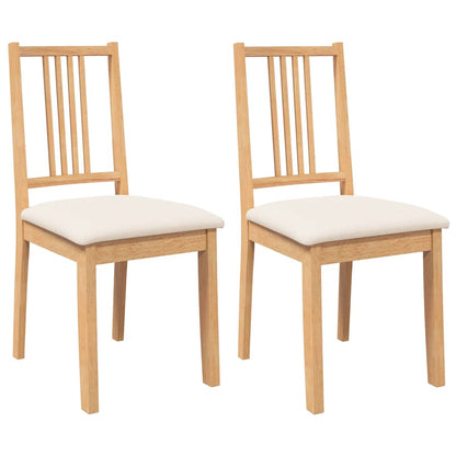 Sedie da Pranzo con Cuscini 2 pz Naturale Legno Massello Hevea