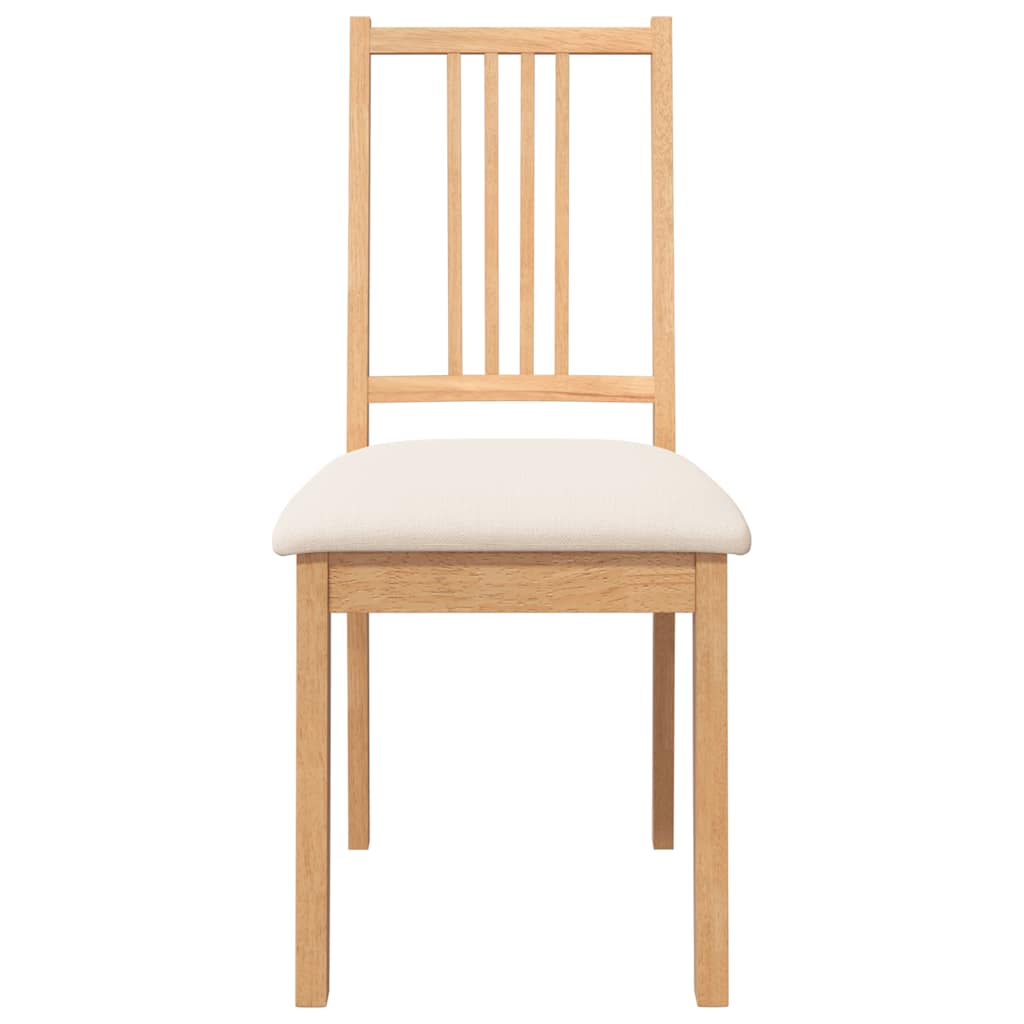 Sedie da Pranzo con Cuscini 2 pz Naturale Legno Massello Hevea