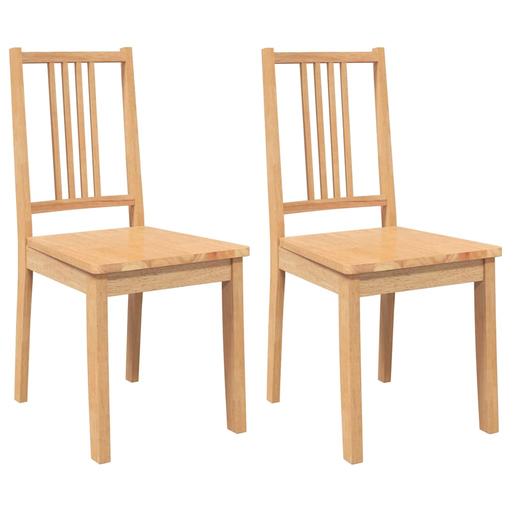 Sedie da Pranzo 2 pz Naturale in Legno Massello di Hevea