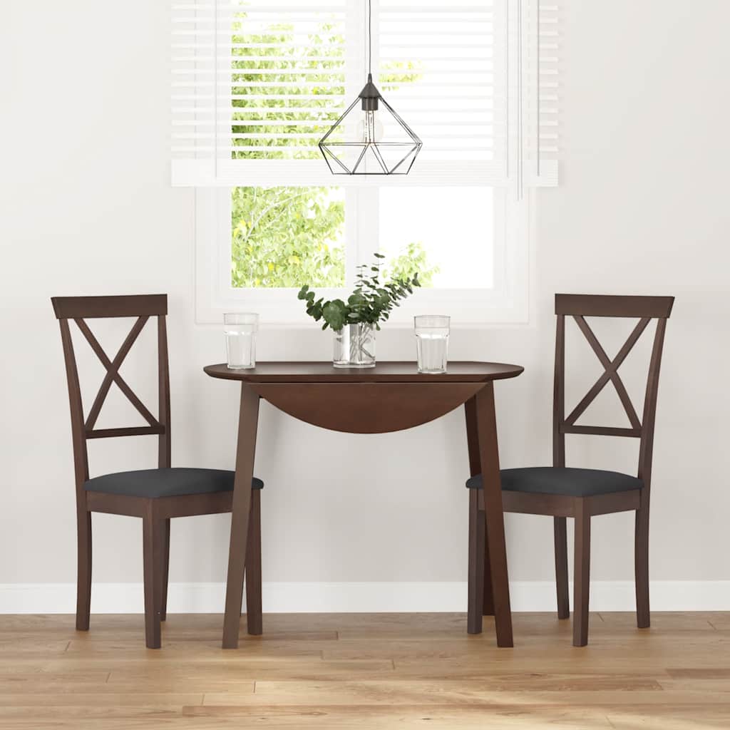 Sedie da Pranzo con Cuscini 2pz Marrone Legno Massello di Hevea