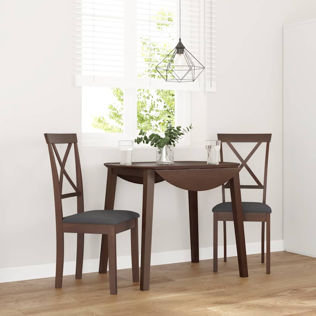 Sedie da Pranzo con Cuscini 2pz Marrone Legno Massello di Hevea