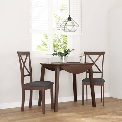 Sedie da Pranzo con Cuscini 2pz Marrone Legno Massello di Hevea