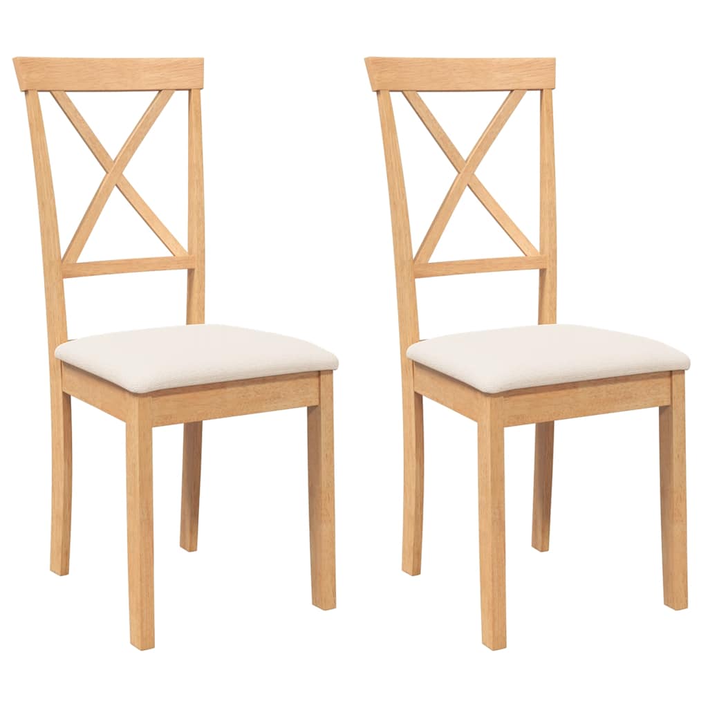 Sedie da Pranzo con Cuscini 2 pz in Legno Massello di Hevea