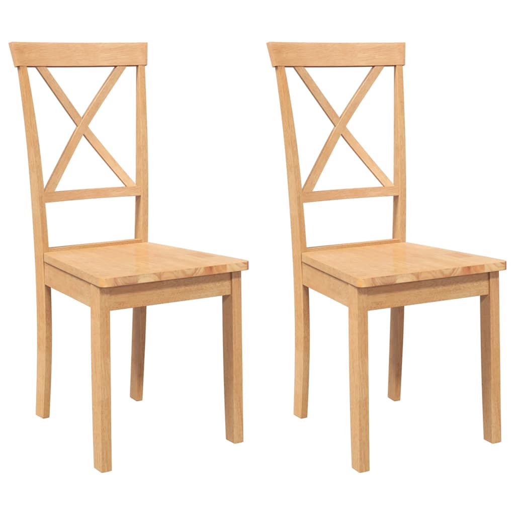 Sedie da Pranzo 2 pz in Legno Massello di Hevea