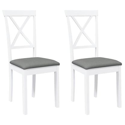 Sedie da Pranzo con Cuscini 2 pz Bianco Legno Massello di Hevea