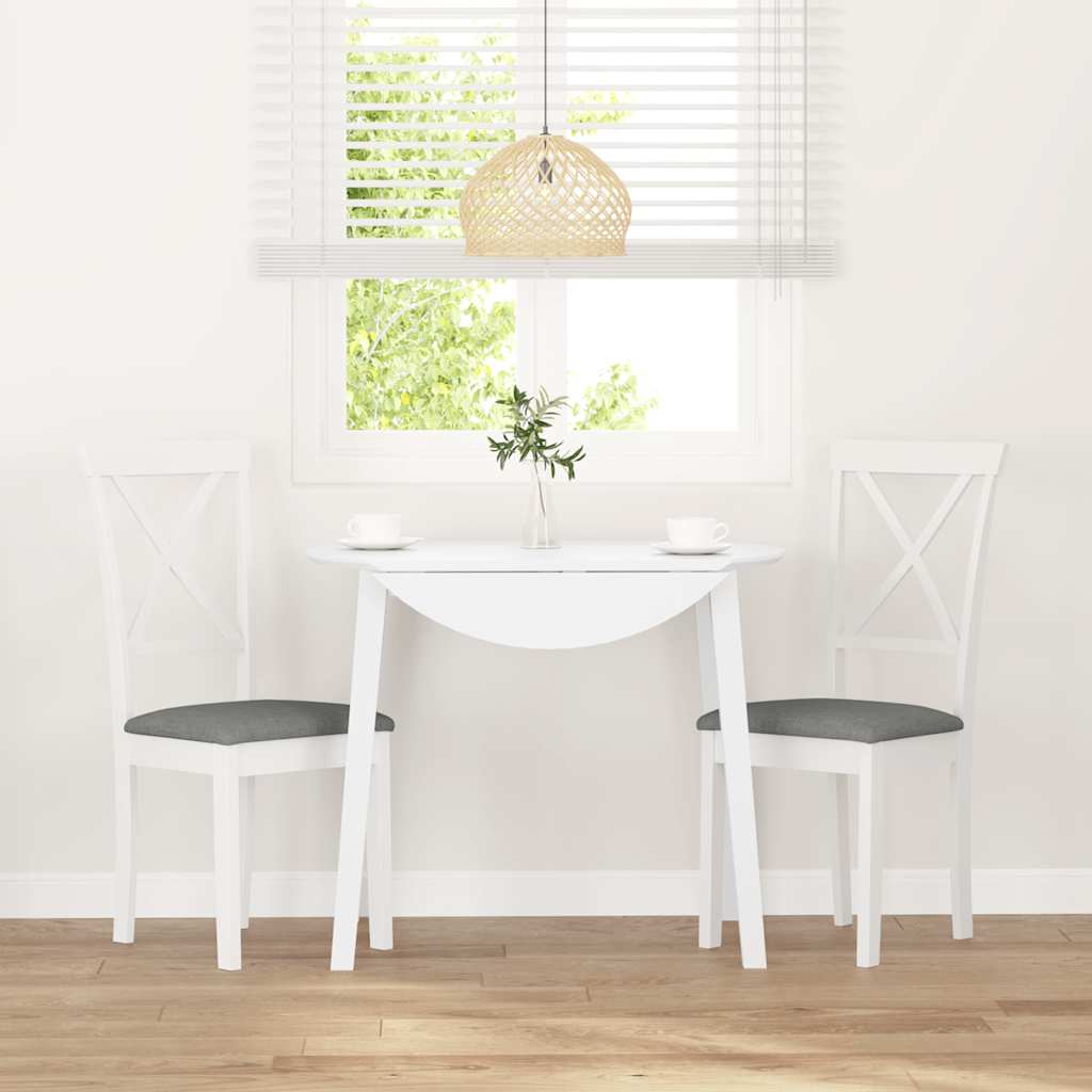 Sedie da Pranzo con Cuscini 2 pz Bianco Legno Massello di Hevea