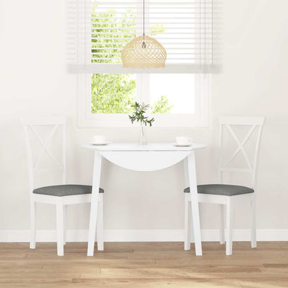Sedie da Pranzo con Cuscini 2 pz Bianco Legno Massello di Hevea