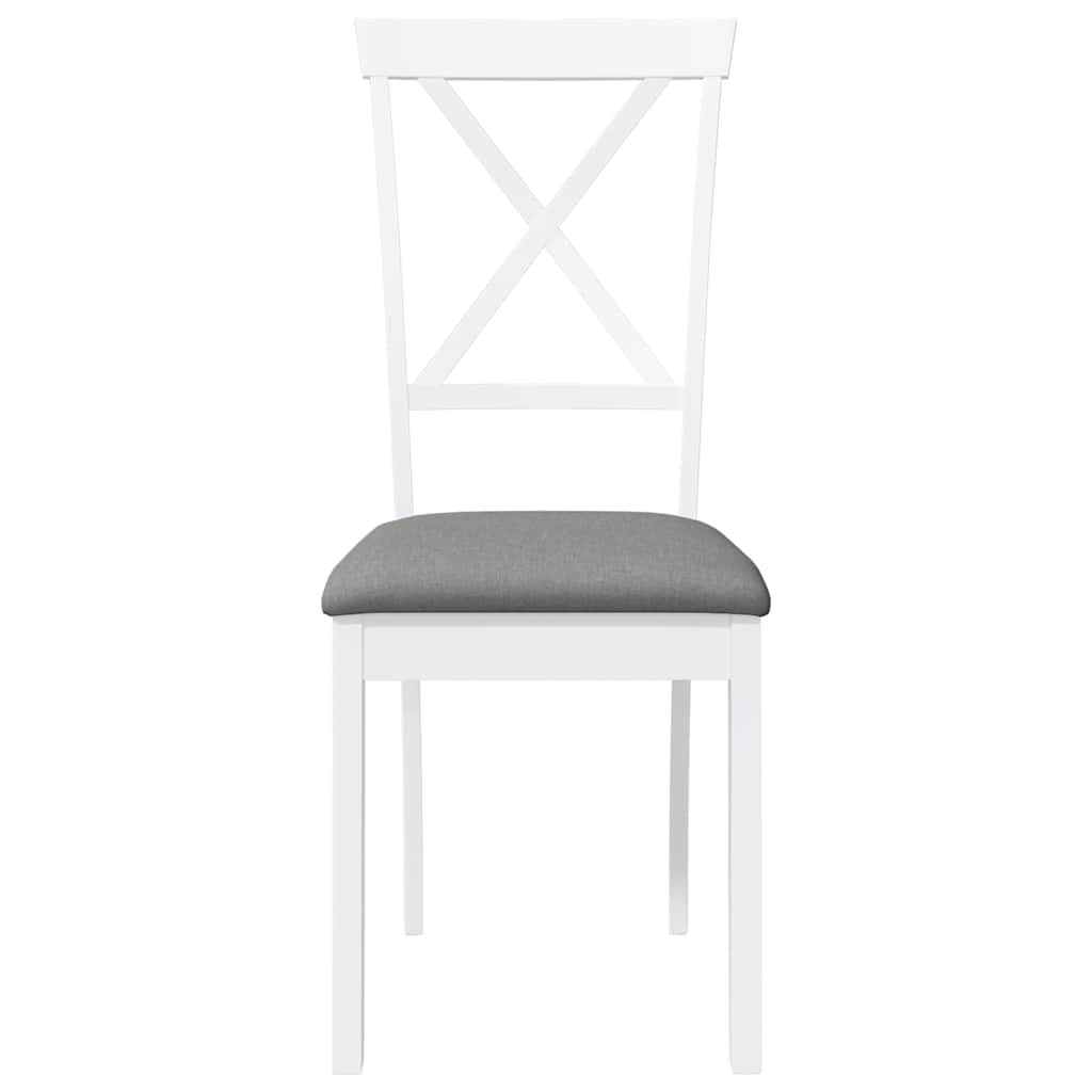 Sedie da Pranzo con Cuscini 2 pz Bianco Legno Massello di Hevea