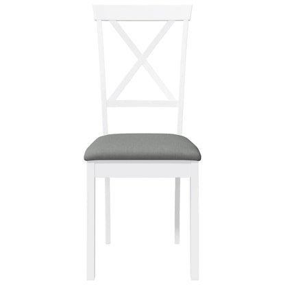 Sedie da Pranzo con Cuscini 2 pz Bianco Legno Massello di Hevea