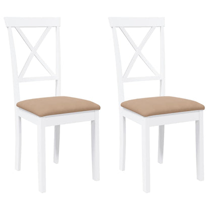 Sedie da Pranzo con Cuscini 2 pz Bianco Legno Massello di Hevea