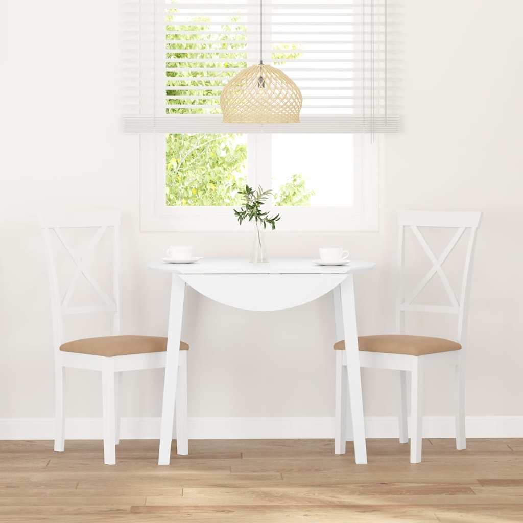 Sedie da Pranzo con Cuscini 2 pz Bianco Legno Massello di Hevea
