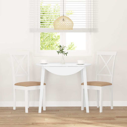 Sedie da Pranzo con Cuscini 2 pz Bianco Legno Massello di Hevea
