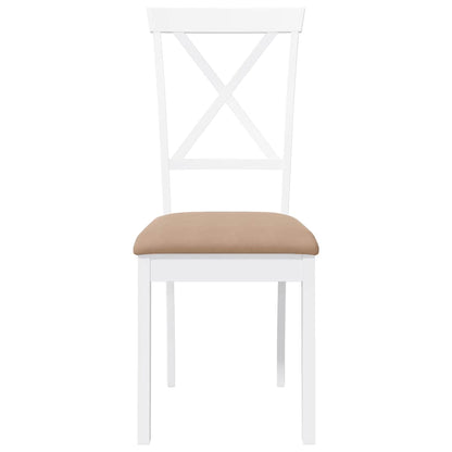Sedie da Pranzo con Cuscini 2 pz Bianco Legno Massello di Hevea
