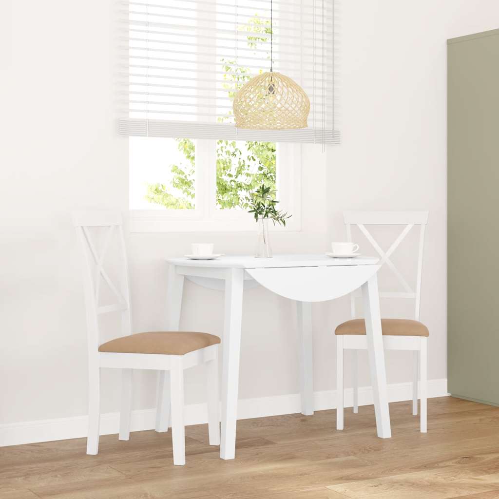 Sedie da Pranzo con Cuscini 2 pz Bianco Legno Massello di Hevea