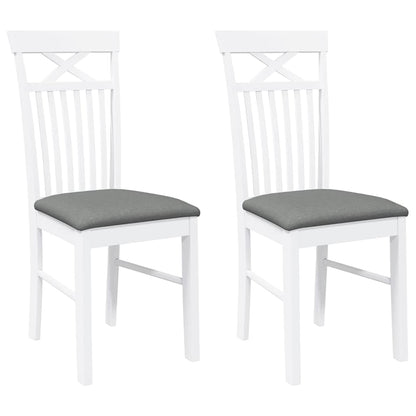 Sedie da Pranzo con Cuscini 2 pz Bianco Legno Massello di Hevea