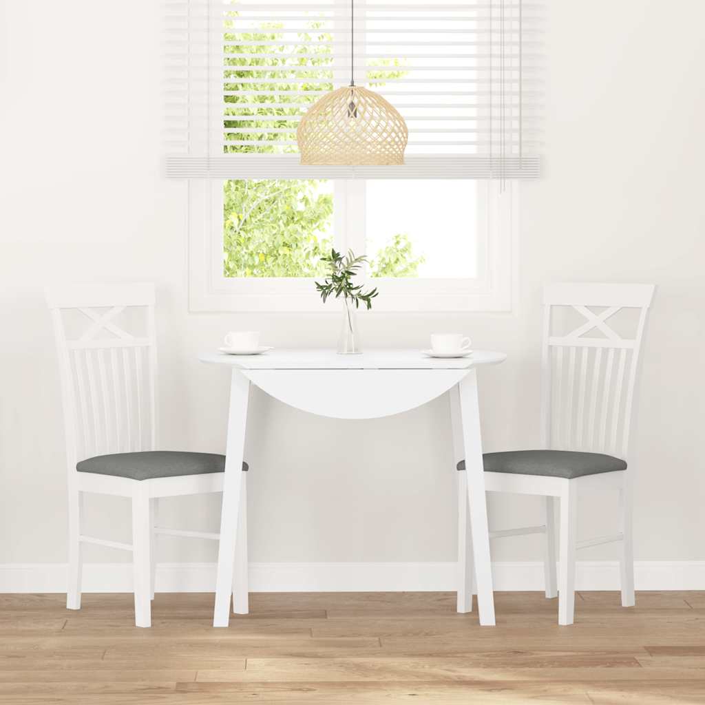 Sedie da Pranzo con Cuscini 2 pz Bianco Legno Massello di Hevea