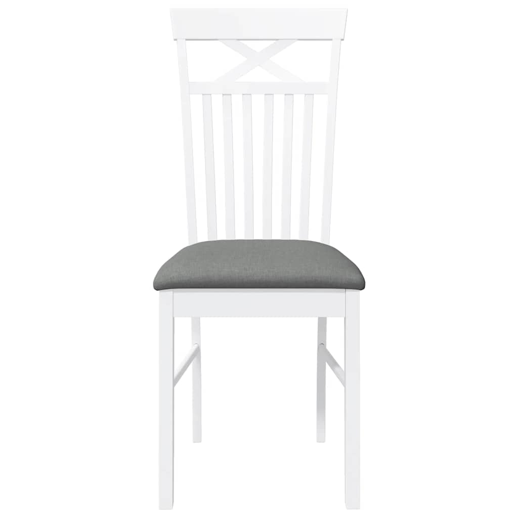 Sedie da Pranzo con Cuscini 2 pz Bianco Legno Massello di Hevea