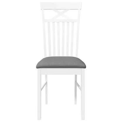Sedie da Pranzo con Cuscini 2 pz Bianco Legno Massello di Hevea
