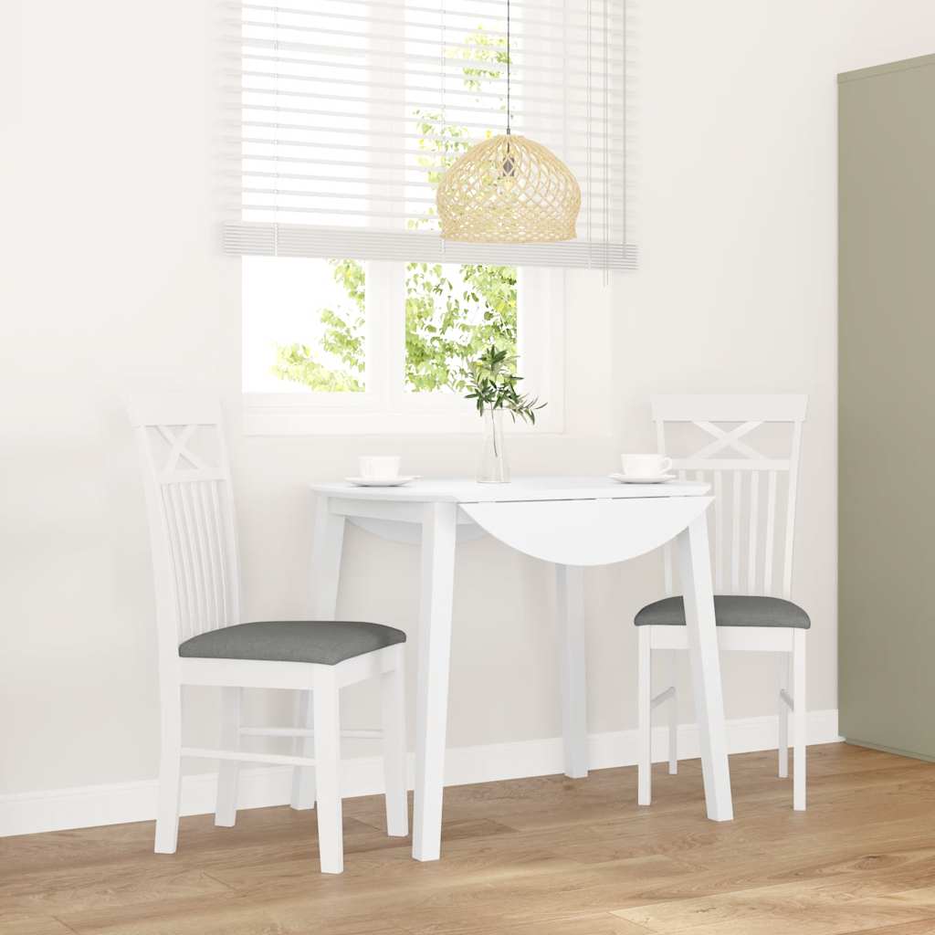 Sedie da Pranzo con Cuscini 2 pz Bianco Legno Massello di Hevea