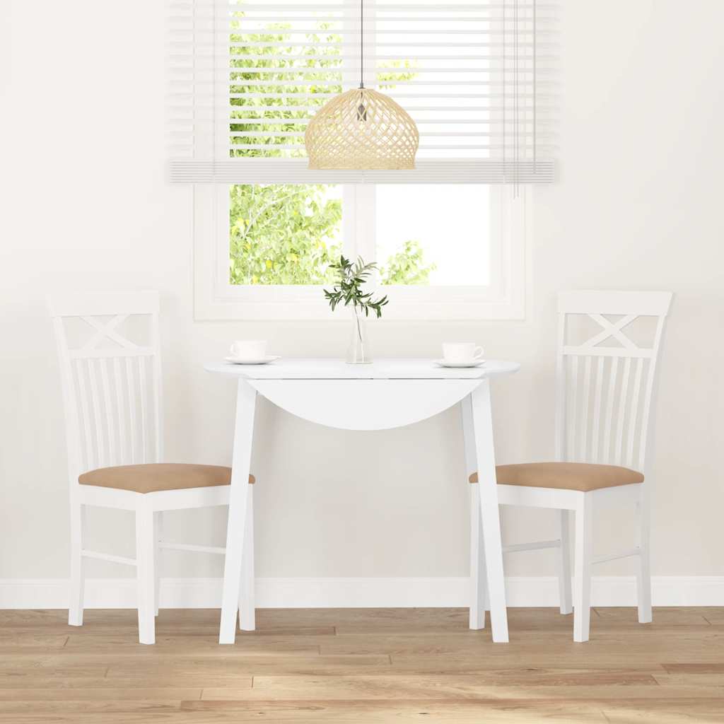 Sedie da Pranzo con Cuscini 2 pz Bianco Legno Massello di Hevea
