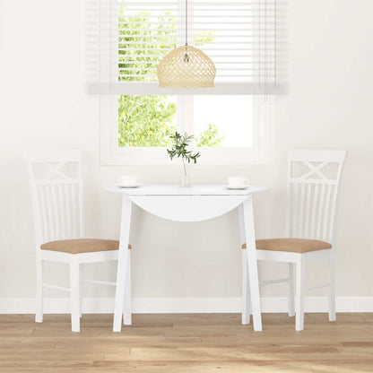 Sedie da Pranzo con Cuscini 2 pz Bianco Legno Massello di Hevea