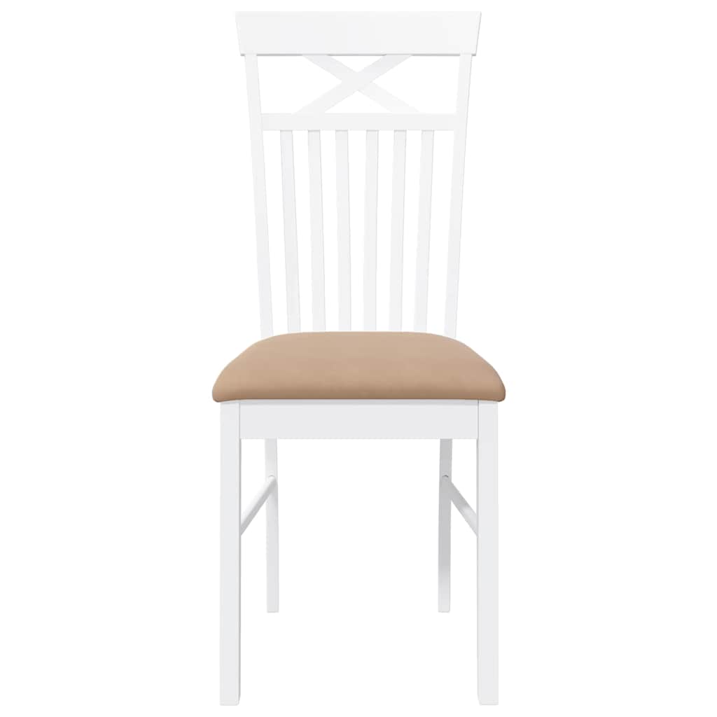 Sedie da Pranzo con Cuscini 2 pz Bianco Legno Massello di Hevea