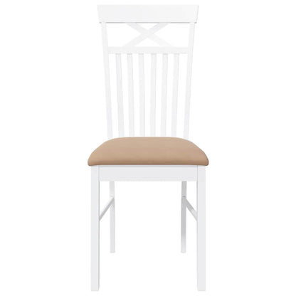 Sedie da Pranzo con Cuscini 2 pz Bianco Legno Massello di Hevea