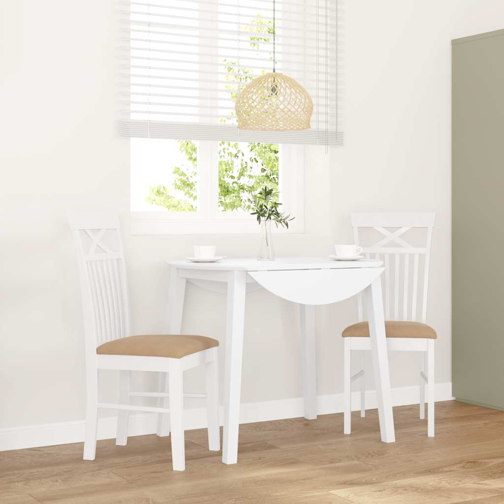 Sedie da Pranzo con Cuscini 2 pz Bianco Legno Massello di Hevea