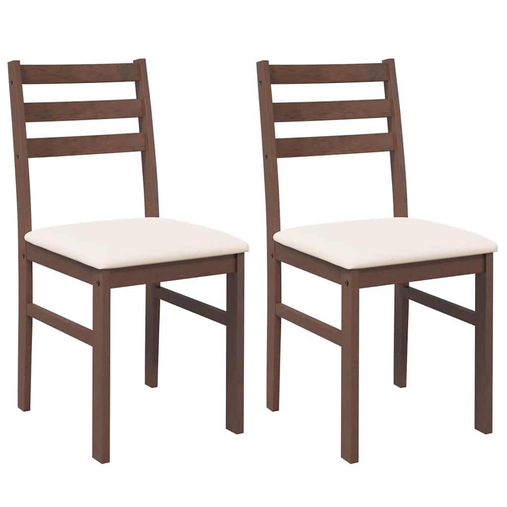 Sedie da Pranzo con Cuscini 2pz Marrone Legno Massello di Hevea