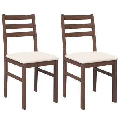 Sedie da Pranzo con Cuscini 2pz Marrone Legno Massello di Hevea