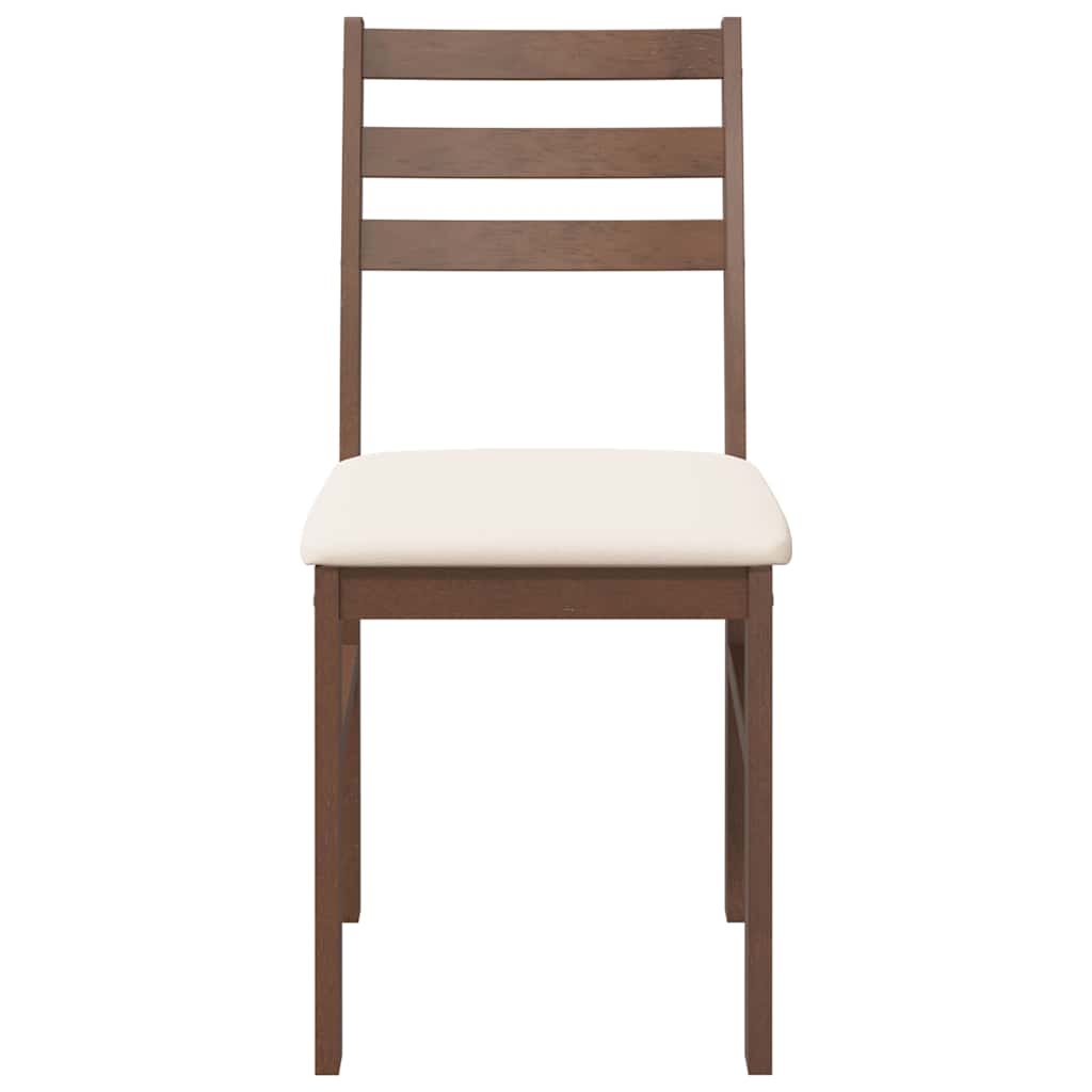 Sedie da Pranzo con Cuscini 2pz Marrone Legno Massello di Hevea
