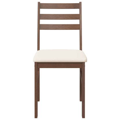 Sedie da Pranzo con Cuscini 2pz Marrone Legno Massello di Hevea