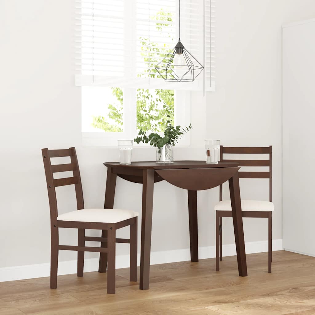 Sedie da Pranzo con Cuscini 2pz Marrone Legno Massello di Hevea
