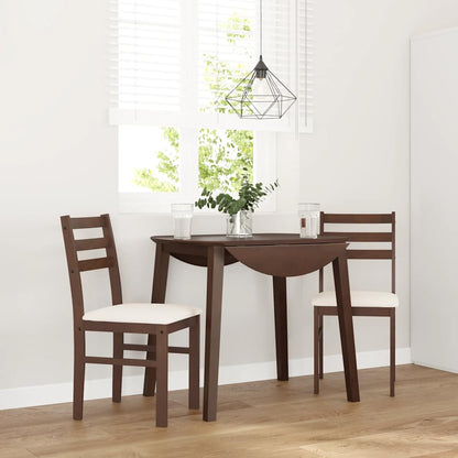 Sedie da Pranzo con Cuscini 2pz Marrone Legno Massello di Hevea