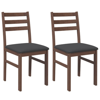 Sedie da Pranzo con Cuscini 2pz Marrone Legno Massello di Hevea