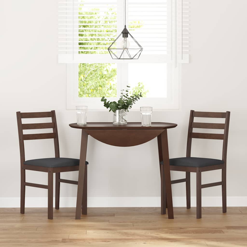 Sedie da Pranzo con Cuscini 2pz Marrone Legno Massello di Hevea