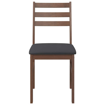 Sedie da Pranzo con Cuscini 2pz Marrone Legno Massello di Hevea