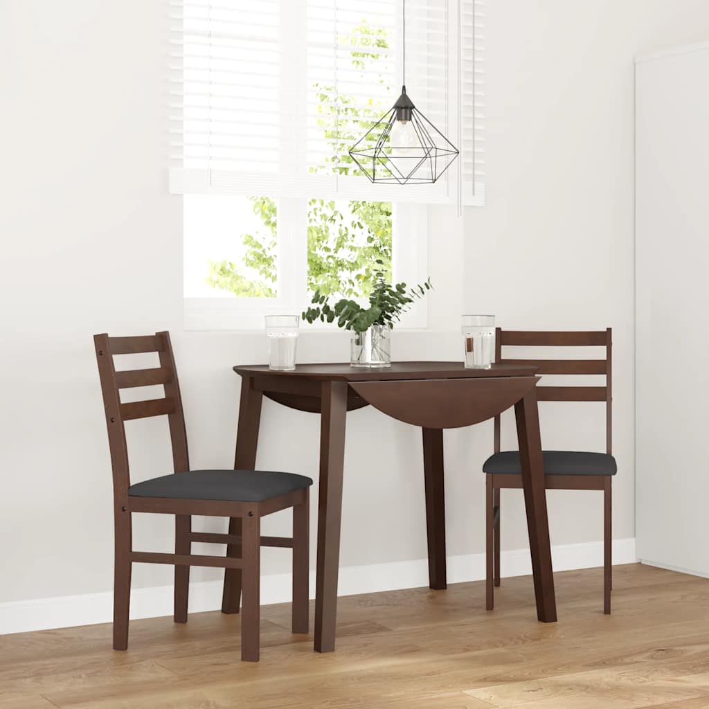 Sedie da Pranzo con Cuscini 2pz Marrone Legno Massello di Hevea