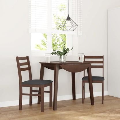 Sedie da Pranzo con Cuscini 2pz Marrone Legno Massello di Hevea
